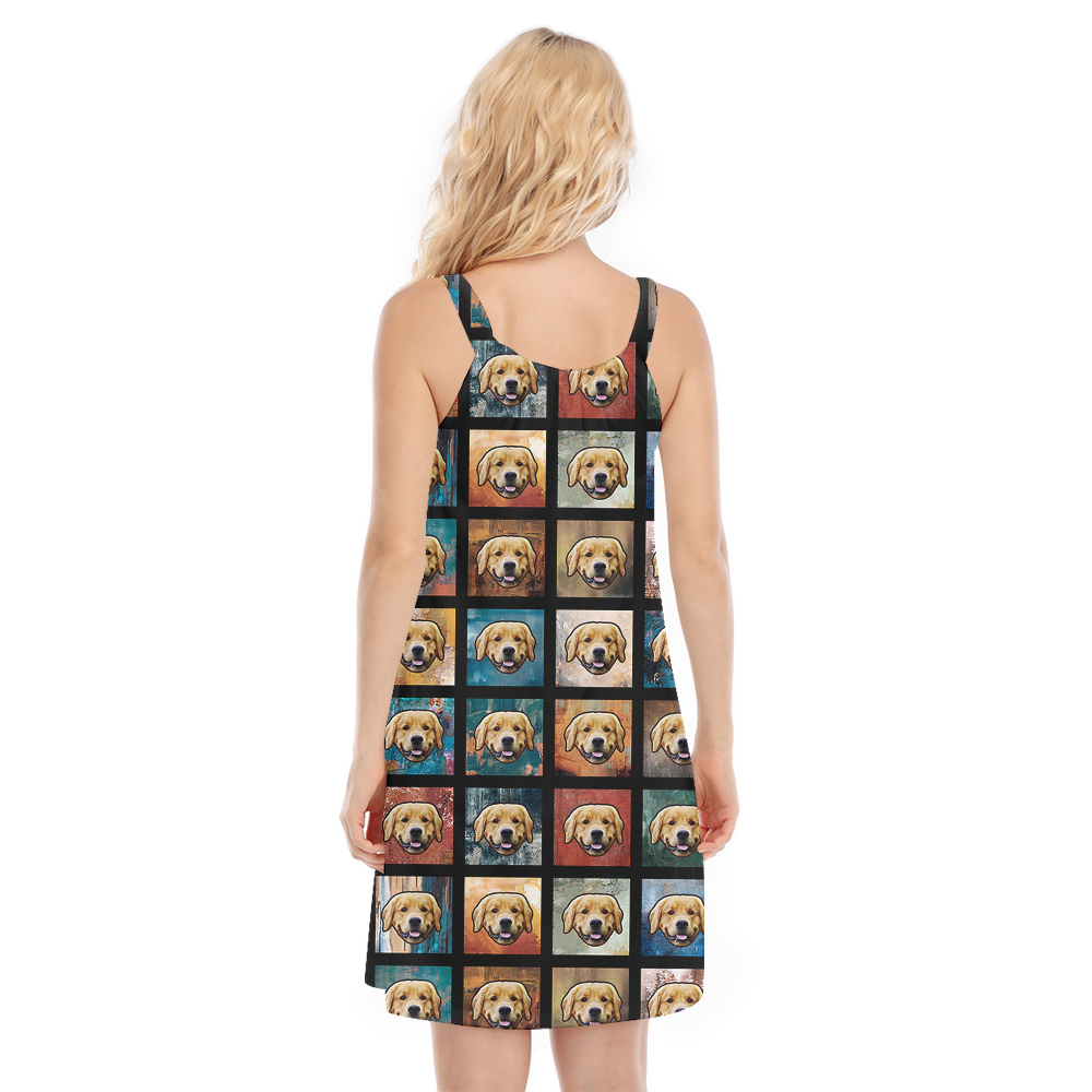 Paws on Paradise Custom Hawaiian Cami Dress with Dog Face