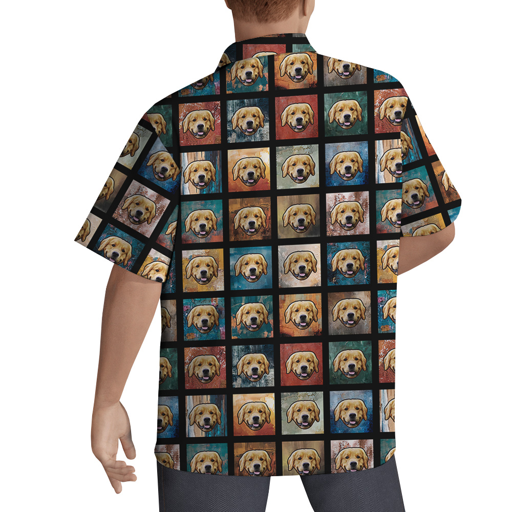Pup Pattern Custom Hawaiian Shirt with Dog Face