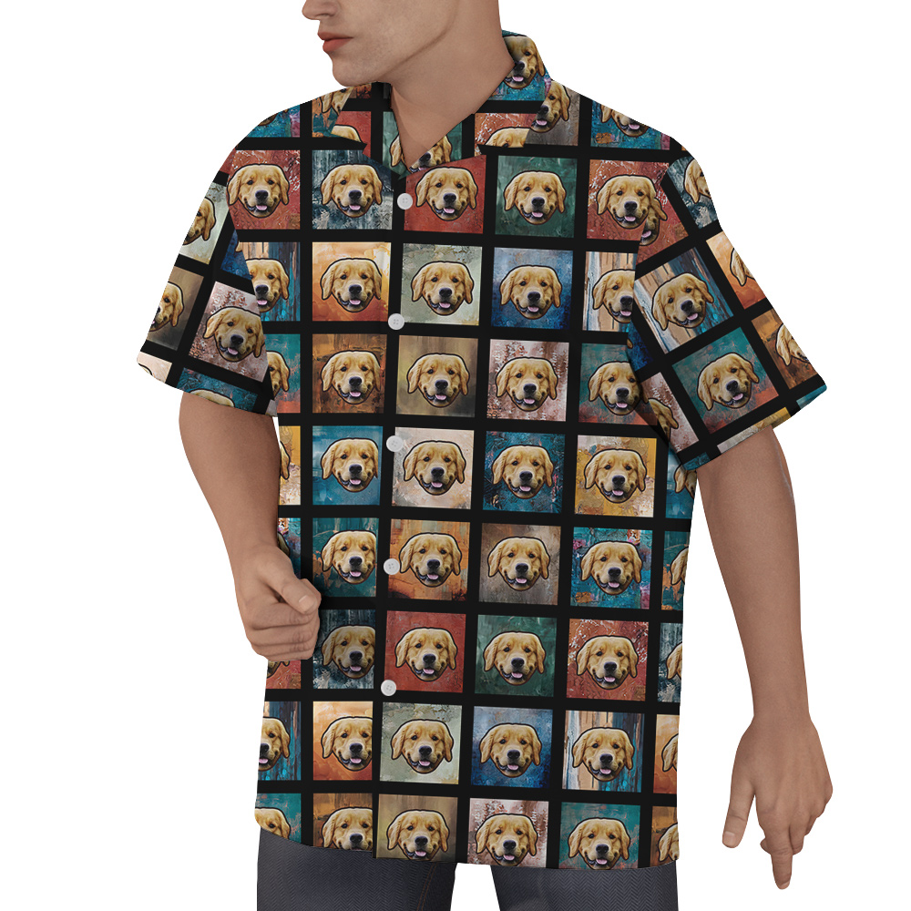 Pup Pattern Custom Hawaiian Shirt with Dog Face