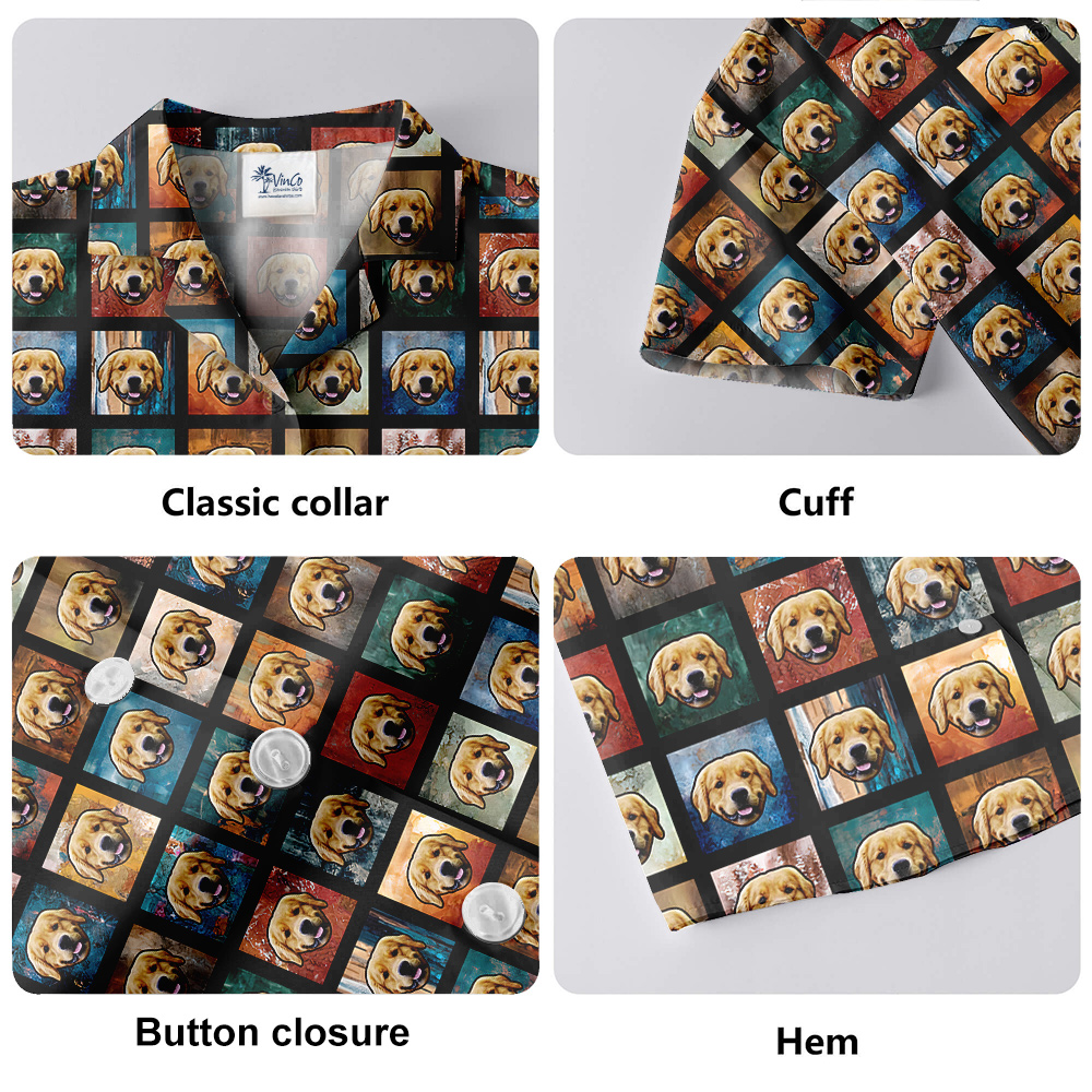 Pup Pattern Custom Hawaiian Shirt with Dog Face