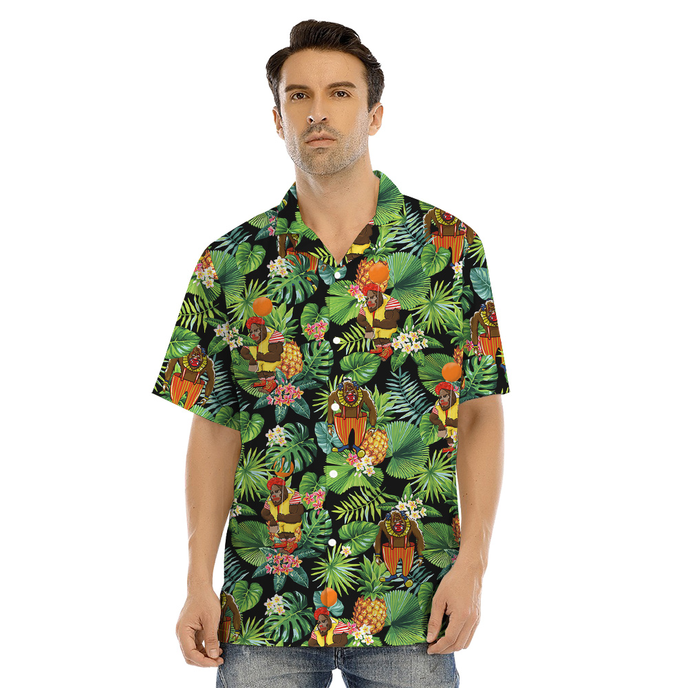 Funny Clown Bigfoot Tropical Matching Hawaiian Outfits For Family