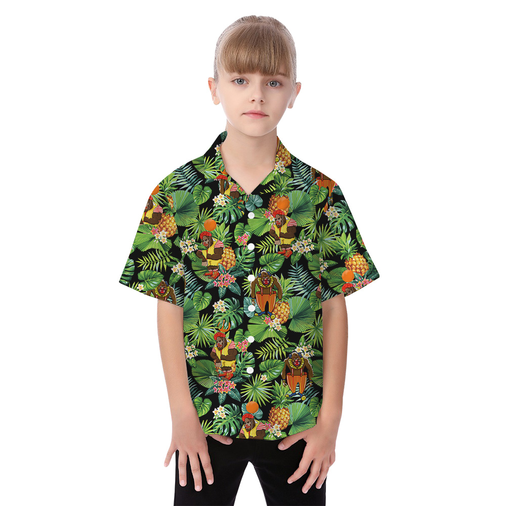 Funny Clown Bigfoot Tropical Matching Hawaiian Outfits For Family