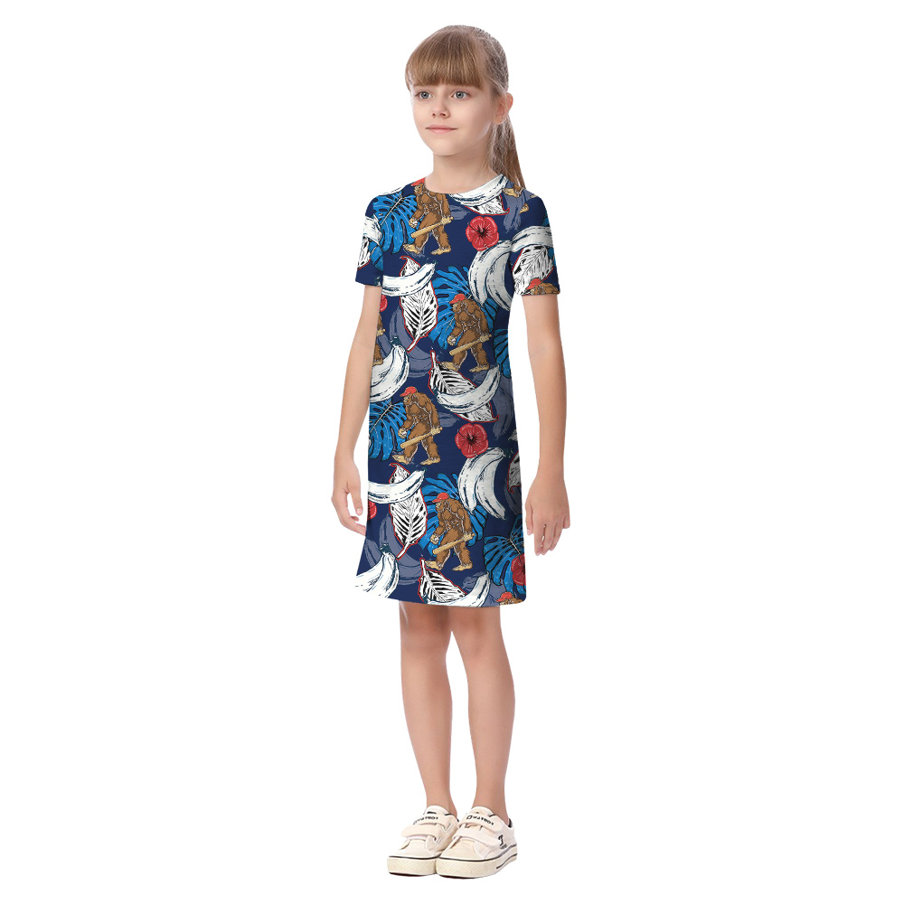 Funny Bigfoot Baseball Tropical Blue Matching Family Hawaiian Outfits