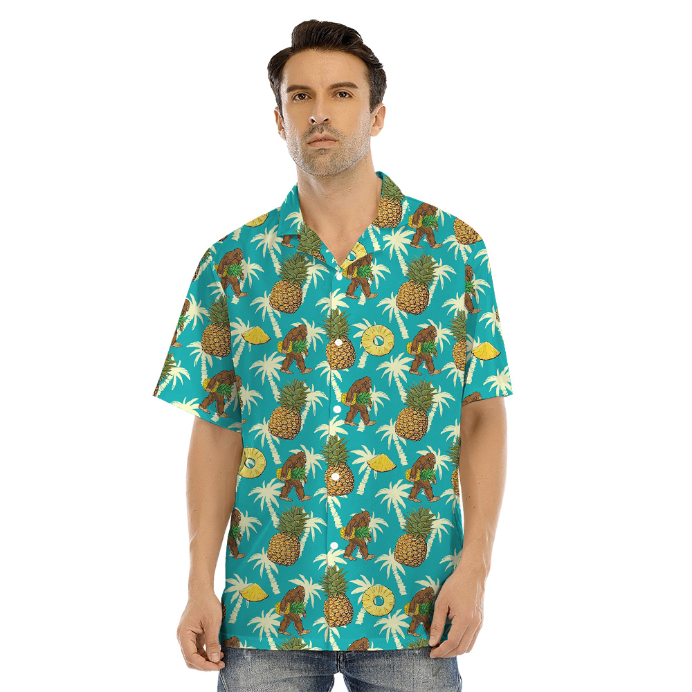 Funny Bigfoot Pineapple Vintage Palm Tree Matching Family Hawaiian Outfits