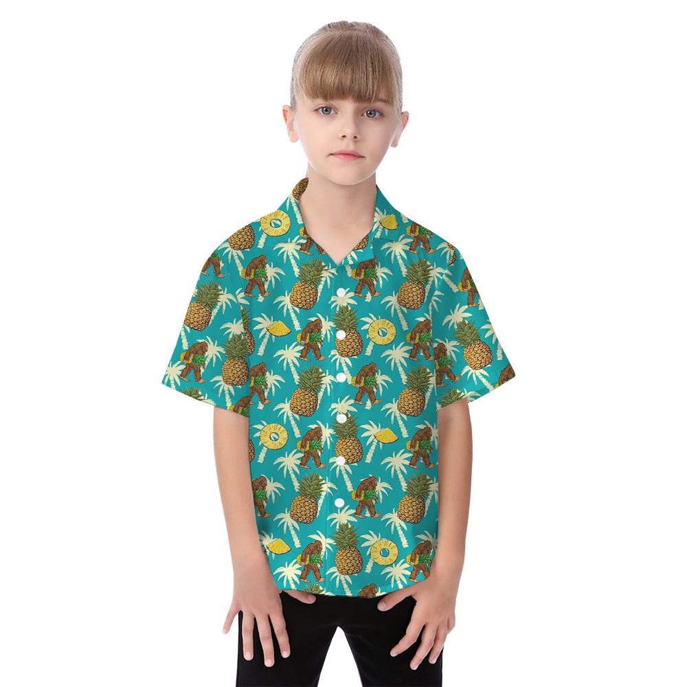 Funny Bigfoot Pineapple Vintage Palm Tree Matching Family Hawaiian Outfits