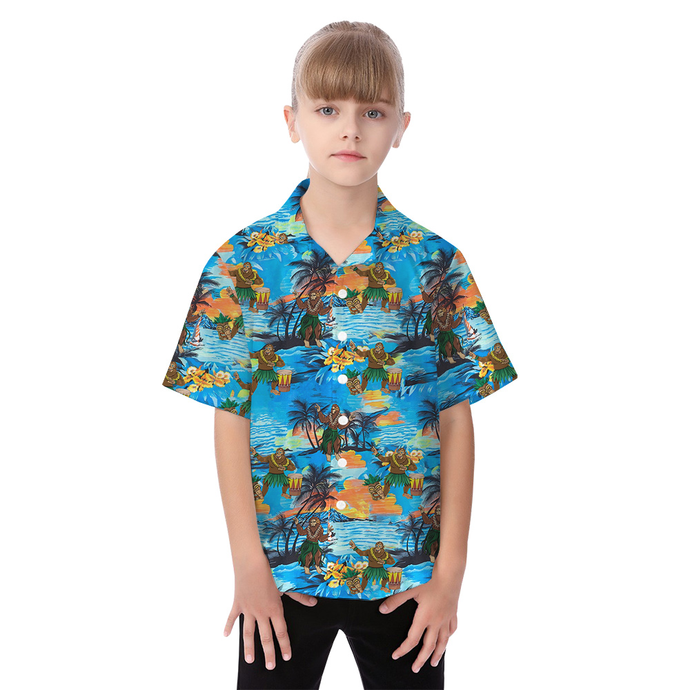 Tropical Islands Hula Bigfoot Blue Matching Family Hawaiian Outfits