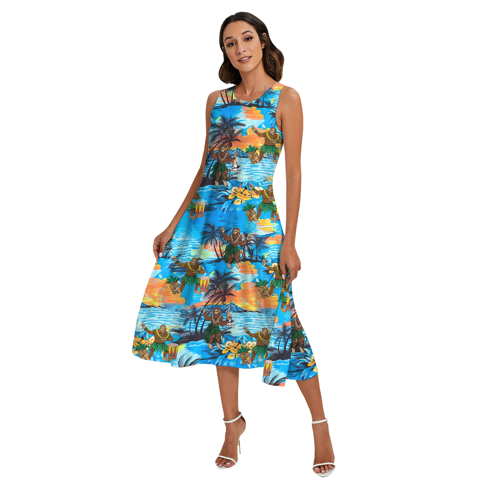 Tropical Islands Hula Bigfoot Blue Matching Family Hawaiian Outfits
