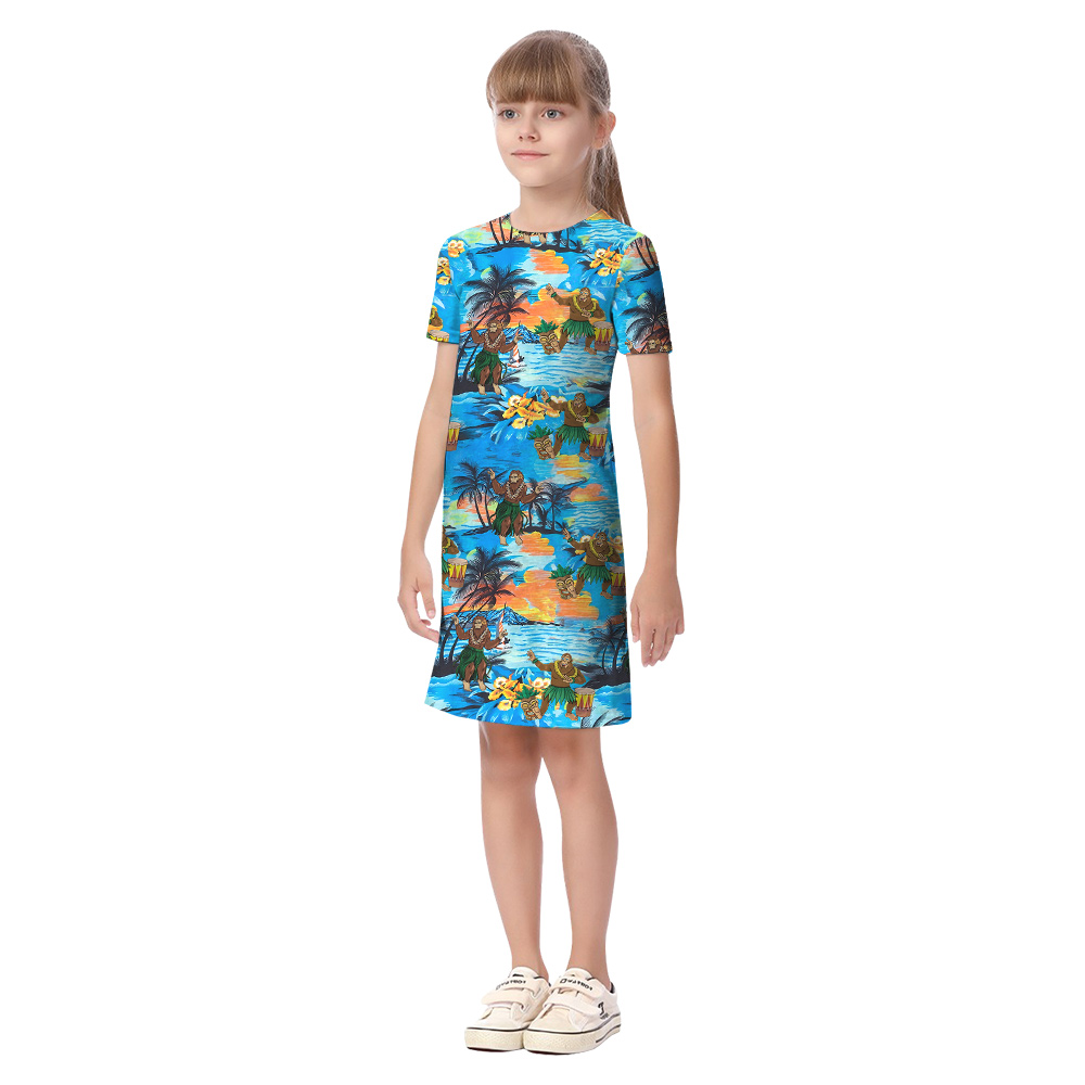 Tropical Islands Hula Bigfoot Blue Matching Family Hawaiian Outfits