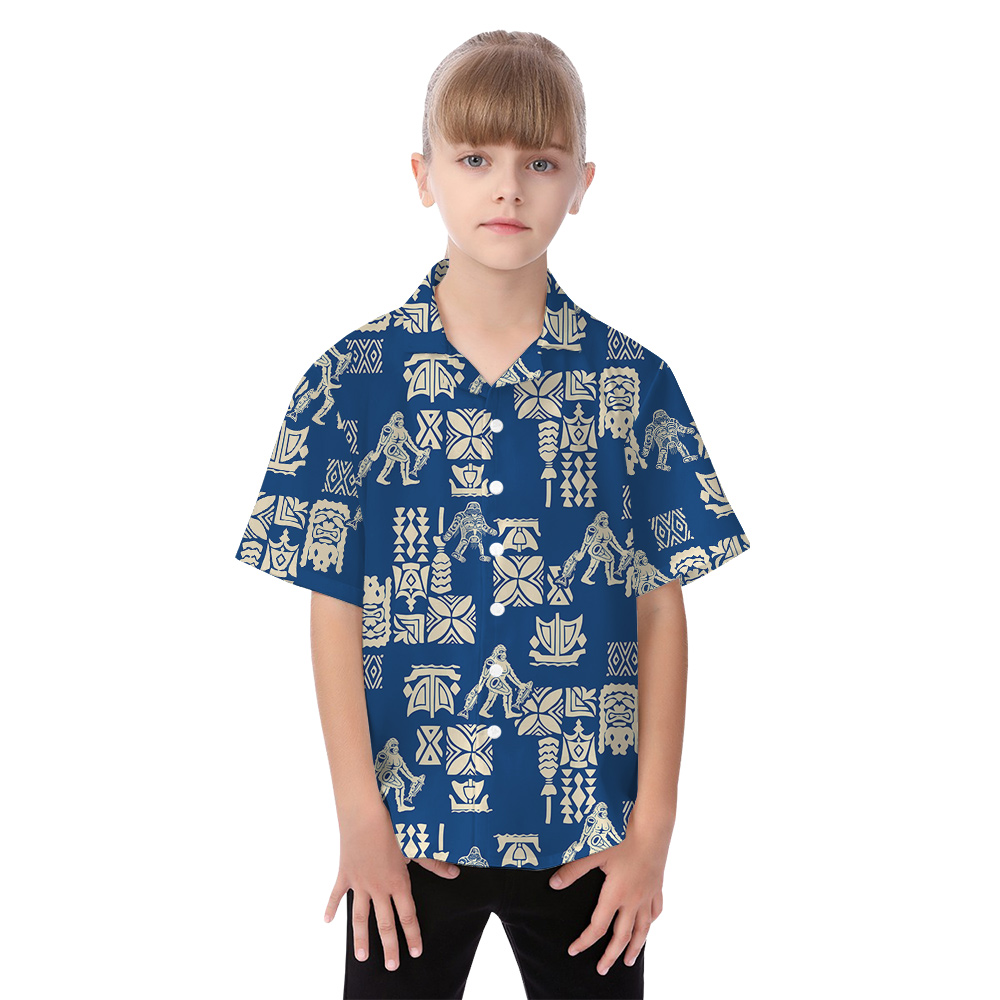 Vintage Tiki Sasquatch Navy Matching Family Hawaiian Outfits