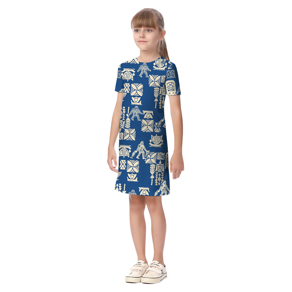 Vintage Tiki Sasquatch Navy Matching Family Hawaiian Outfits
