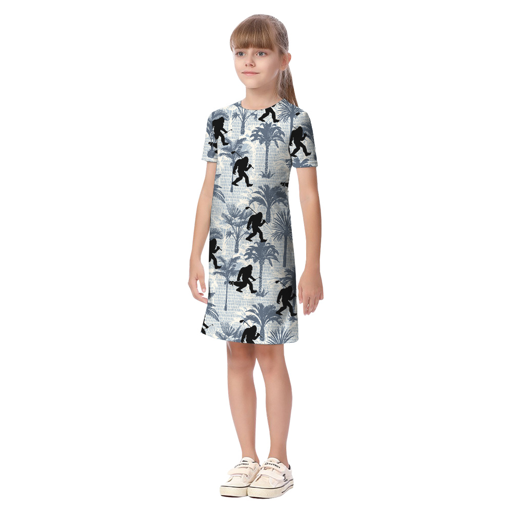 Tropical Palm Tree Bigfoot Golf Blue Matching Family Hawaiian Outfits