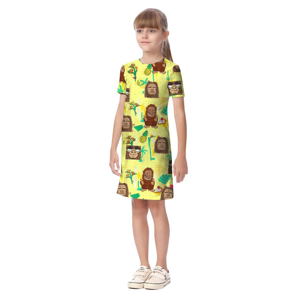 Funny Tiki Bigfoot Yellow Matching Family Hawaiian Outfits For Family