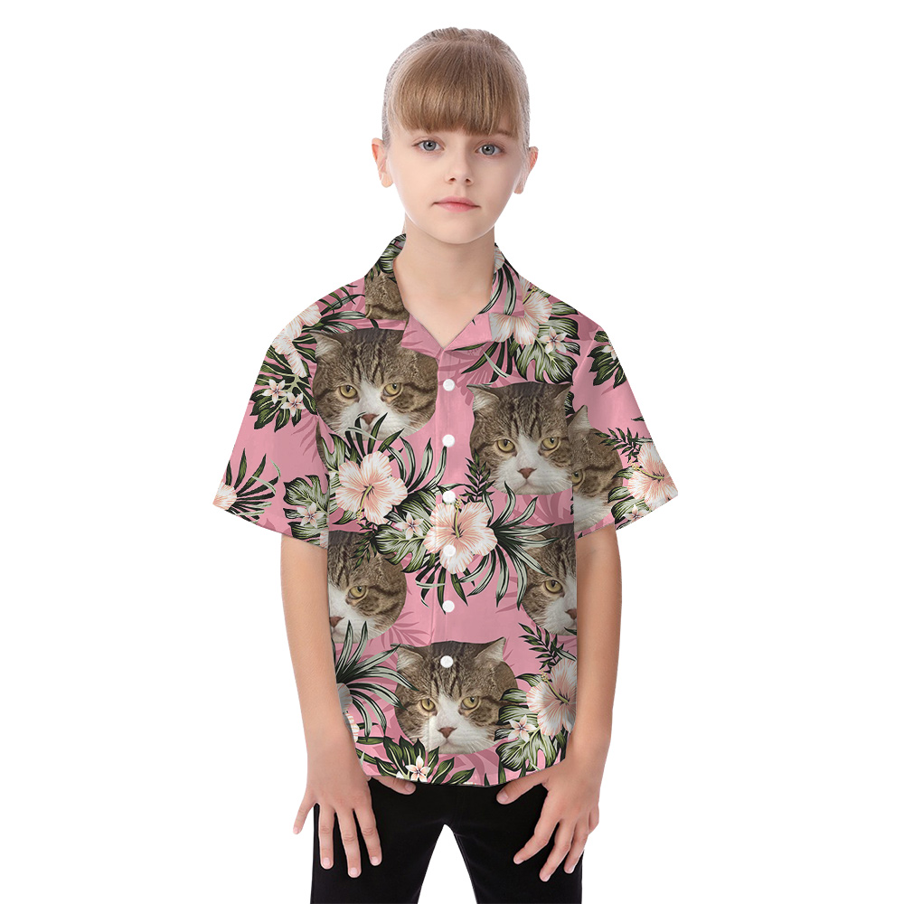 Custom Cat Face Matching Family Hawaiian Outfit