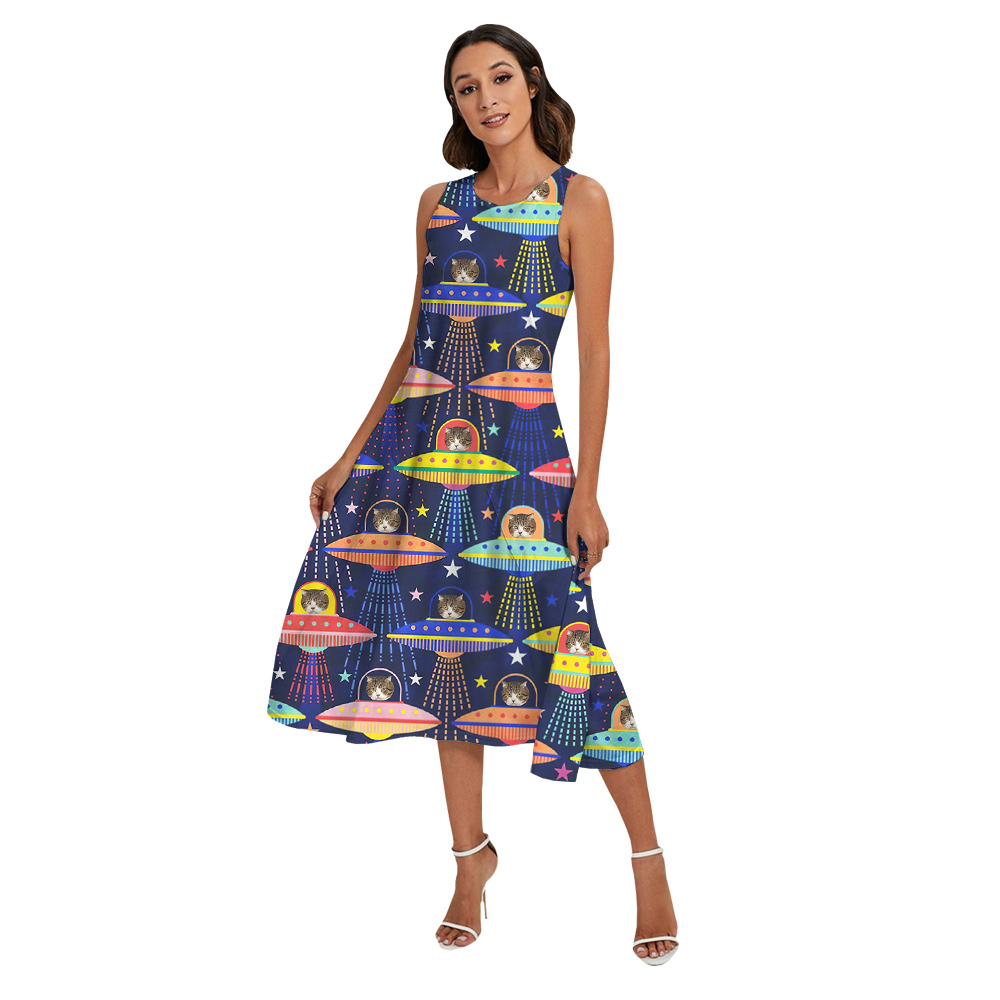 Cat Aliens Matching Family Hawaiian Outfits with Custom Pet Face