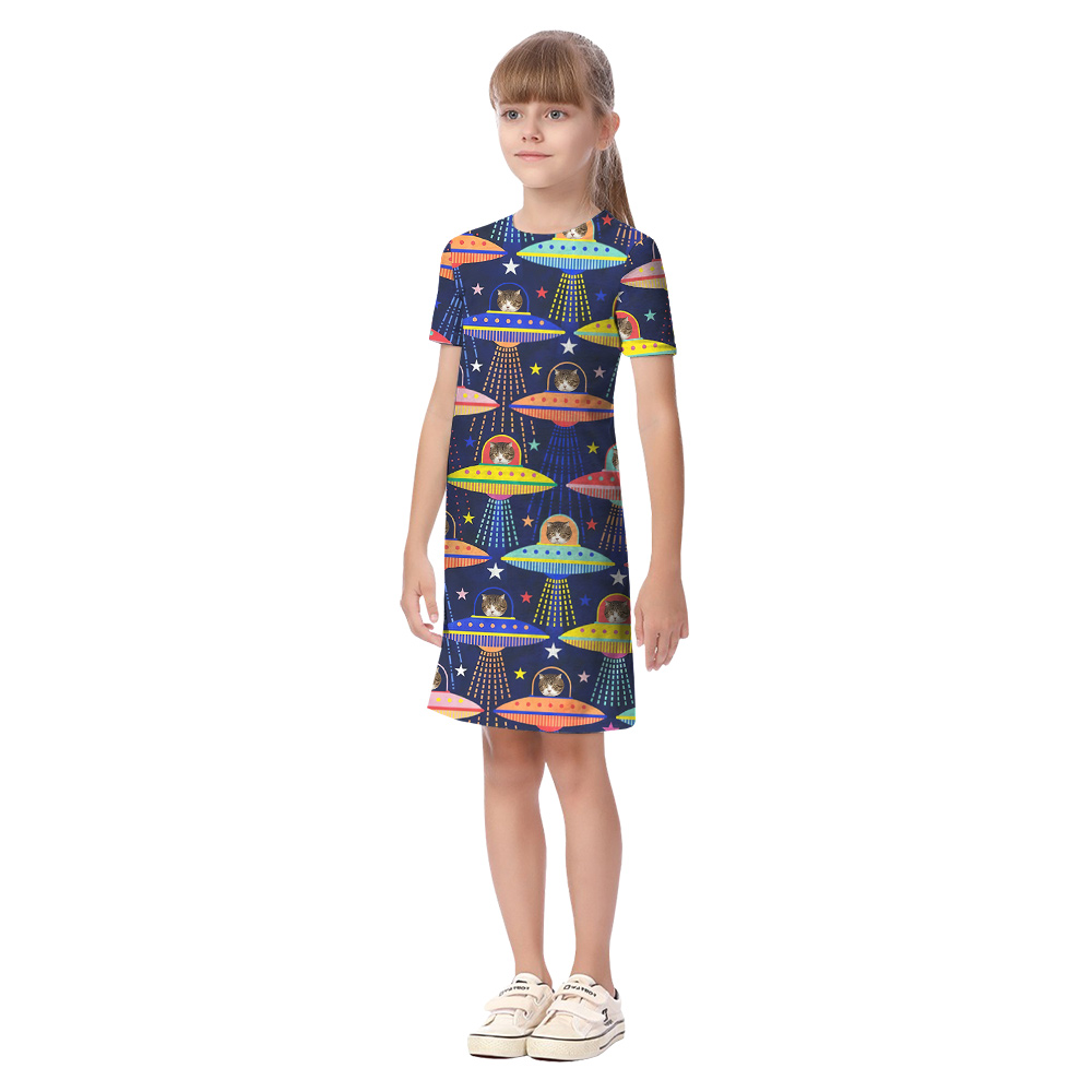 Cat Aliens Matching Family Hawaiian Outfits with Custom Pet Face