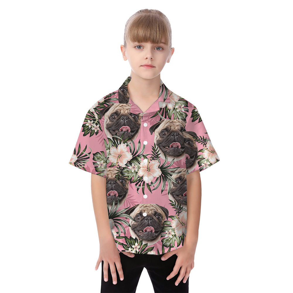 Custom Dog Face Matching Family Hawaiian Outfits