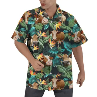 Cute Cow Tropical Hawaiian Shirt Men