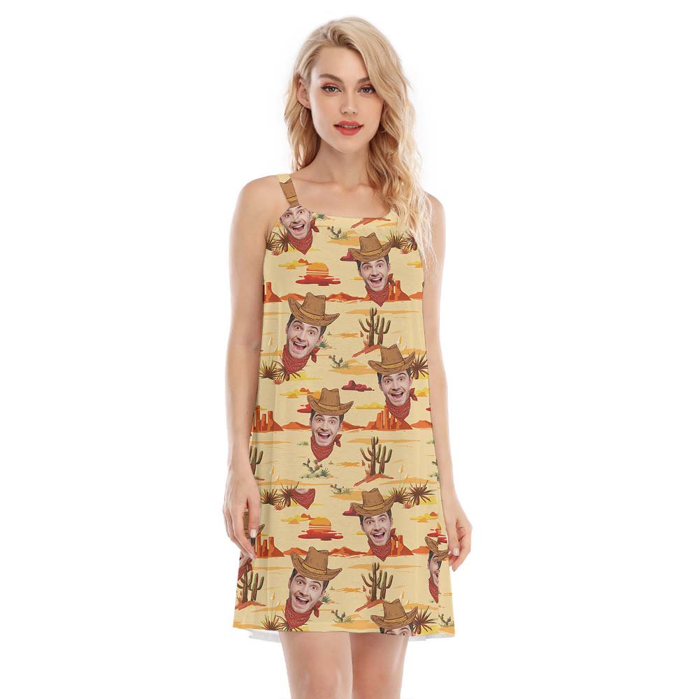 Custom Face Hawaiian Cami Dress Western Cowboy - variant image 1