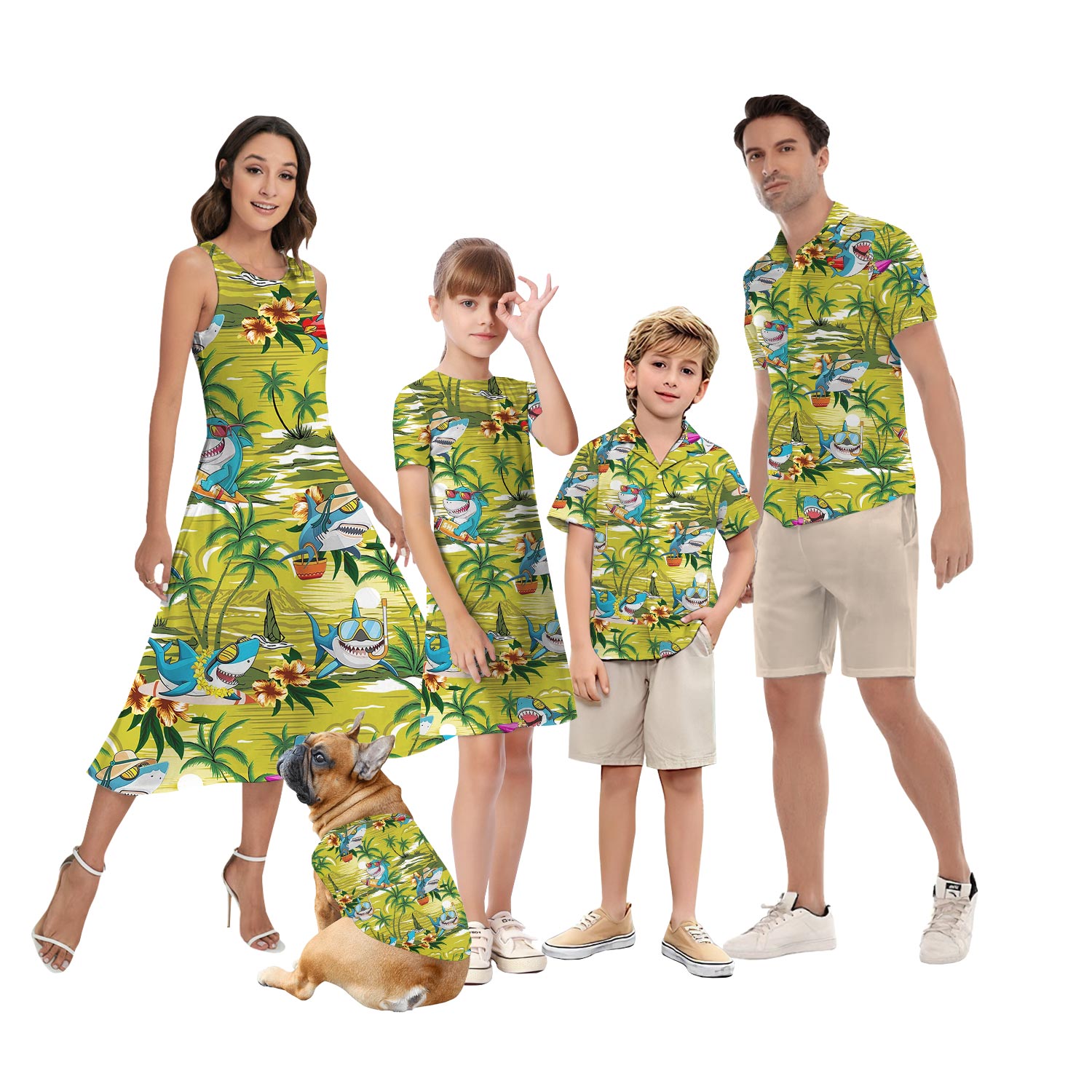 Cute Shark Family Matching Hawaiian Outfits - variant image 1