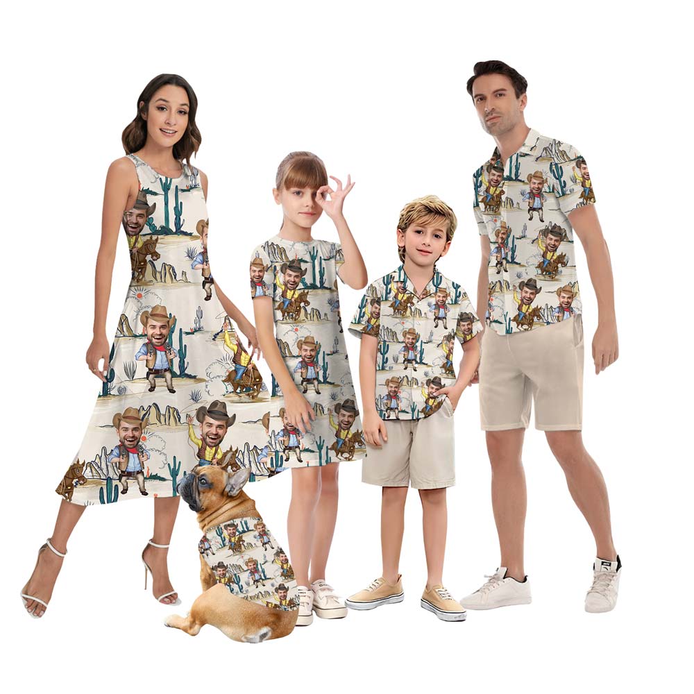 Cowboy Custom Face Matching Family Hawaiian Shirt - variant image 1