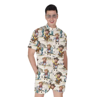 Cowboy Custom Face Hawaiian Romper Men