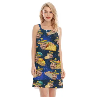 Custom Hawaiian Cami Dress With Taco Pattern