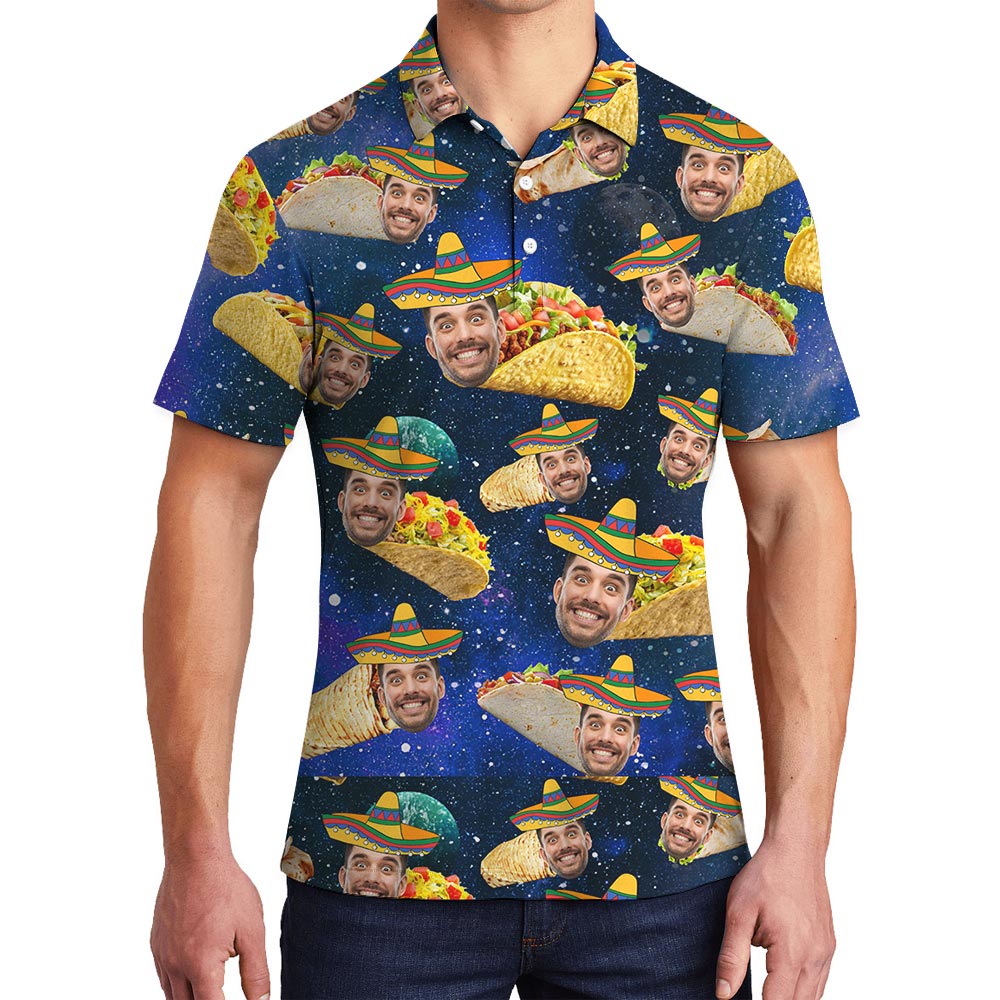 Galaxy Custom Face Taco Hawaiian Polo Men - variant image 1