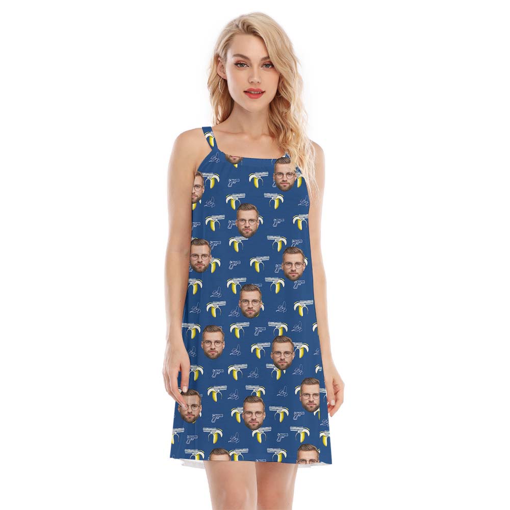 Custom Banana Gun Women's Cami Dress With Face - variant image 1