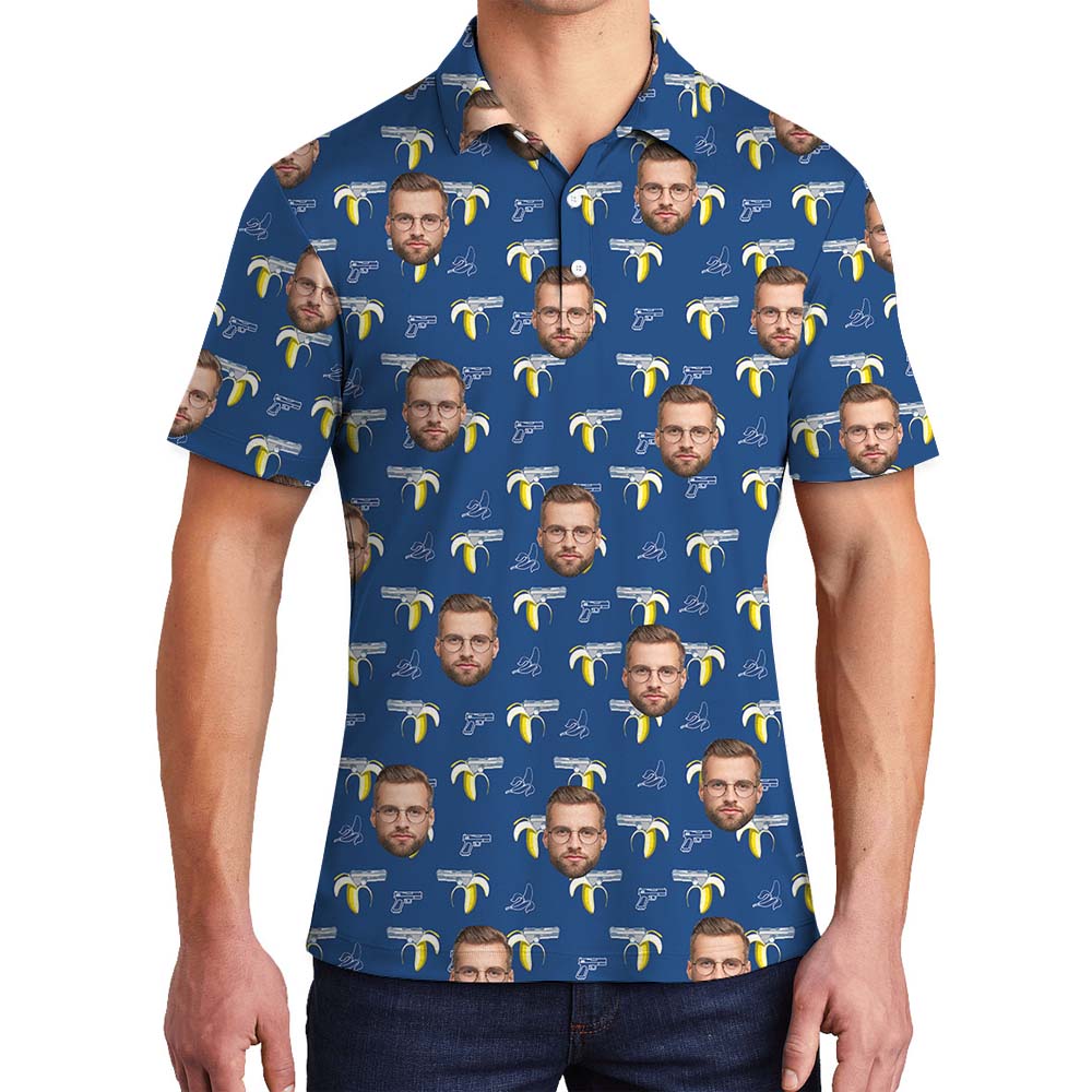 Banana Gun Men's Polo Shirt With Custom Face - variant image 1