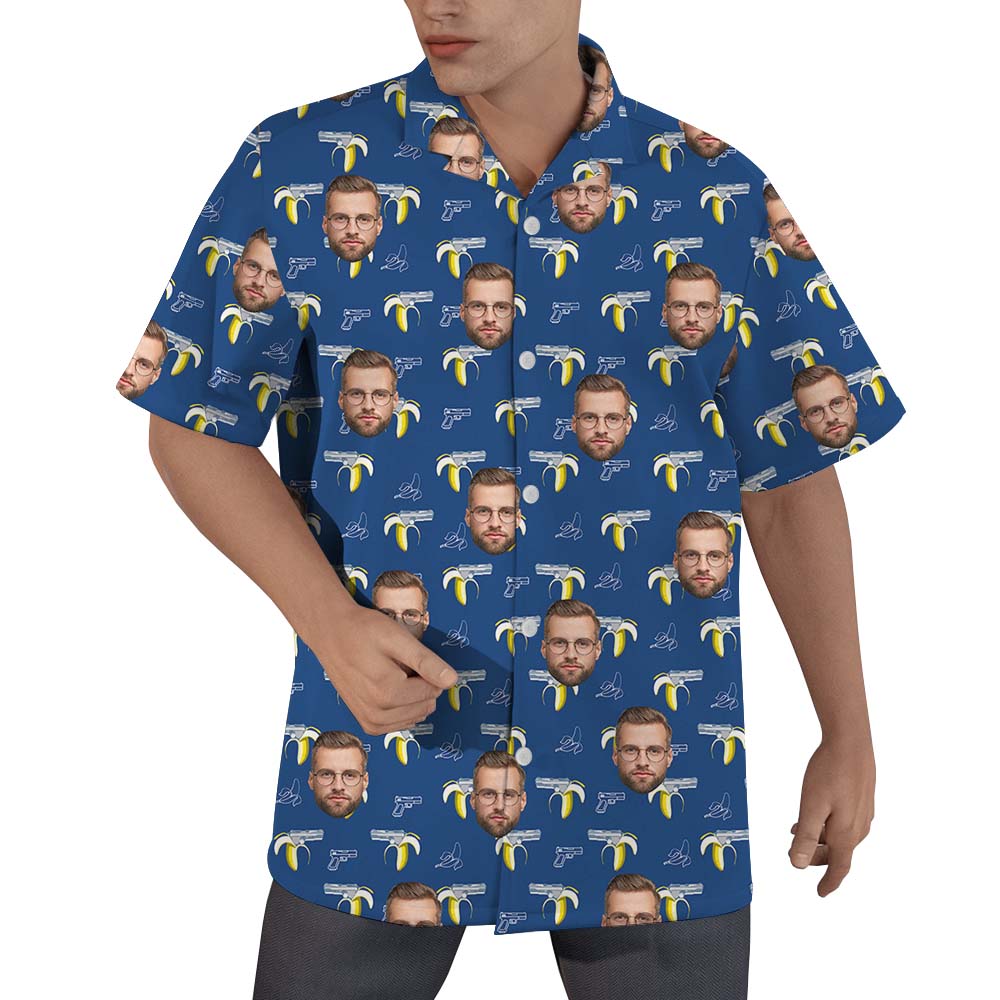 Funny Custom Face Banana Gun Hawaiian Shirt - variant image 1