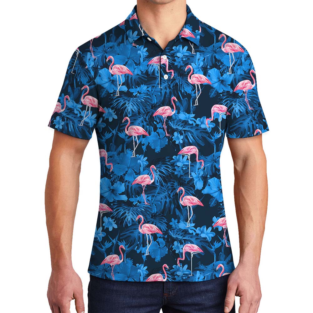 Flamingo Print Beach Men's Polo Shirt With Tropical - variant image 1