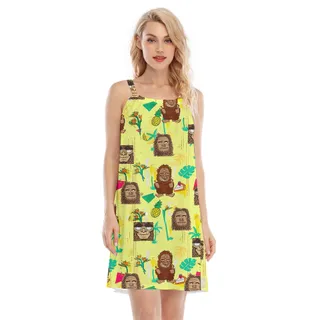 Cute Tiki Sasquatch Aloha Dress For Women
