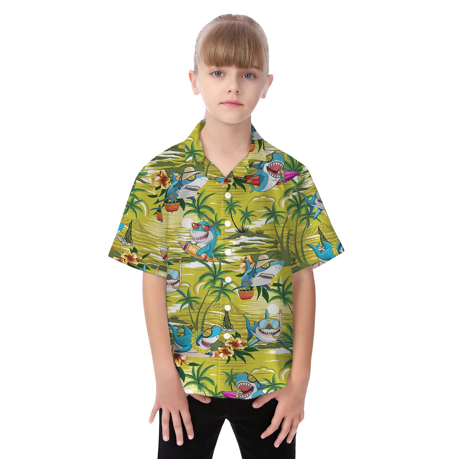 Cute Shark Family Matching Hawaiian Outfits