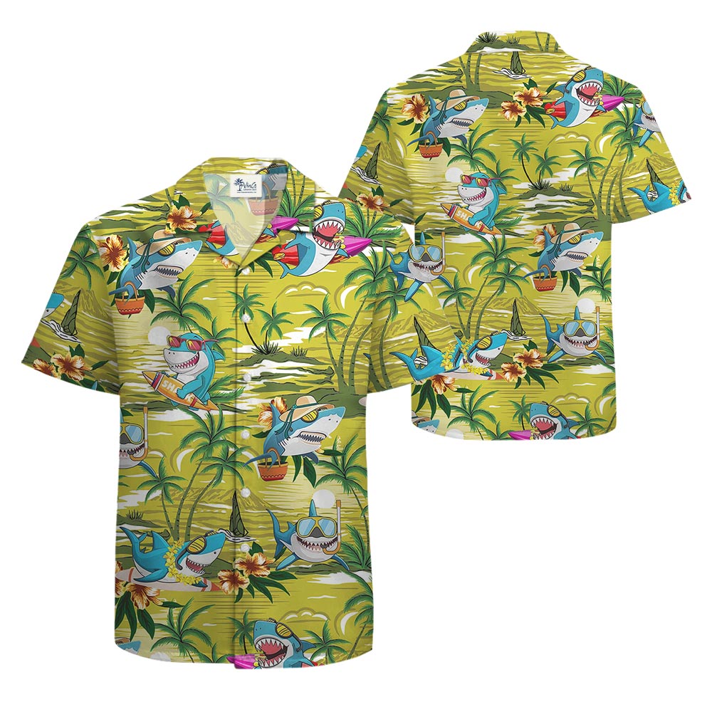 Cute Shark Summer Hawaiian Shirt Men