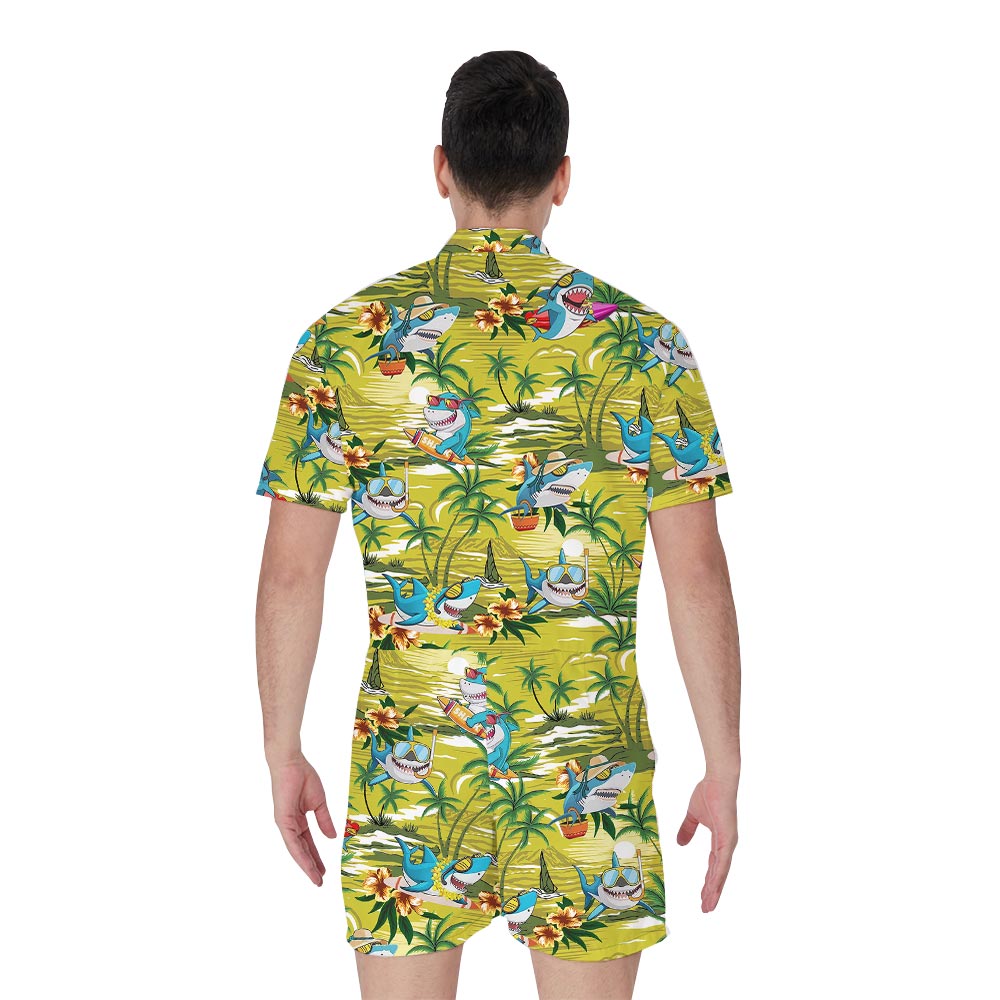 Summer Shark Vacation Hawaiian Men's Romper