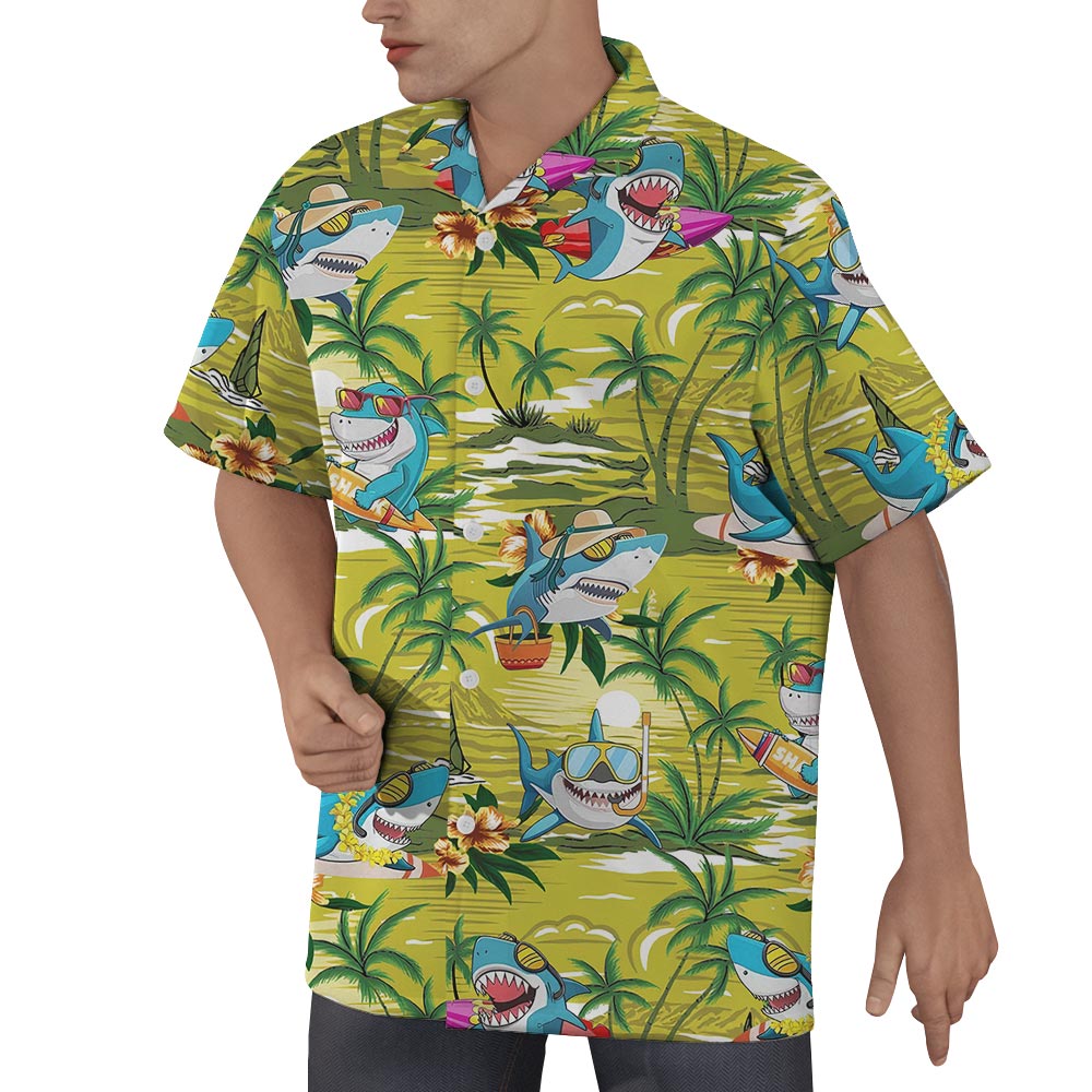 Cute Shark Summer Hawaiian Shirt Men