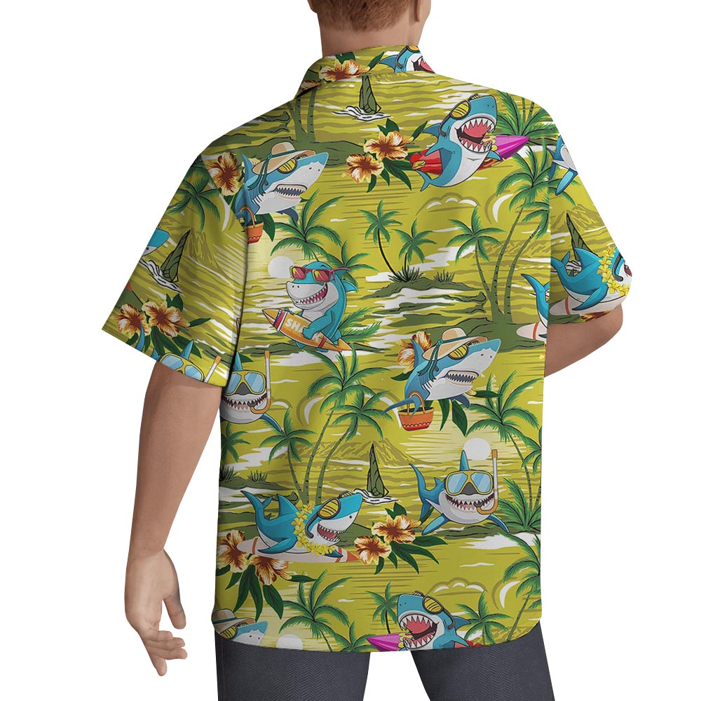 Cute Shark Summer Hawaiian Shirt Men