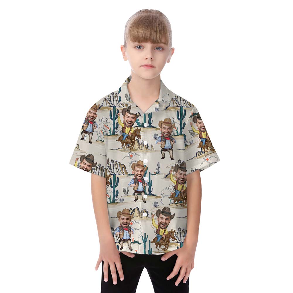 Cowboy Custom Face Matching Family Hawaiian Shirt