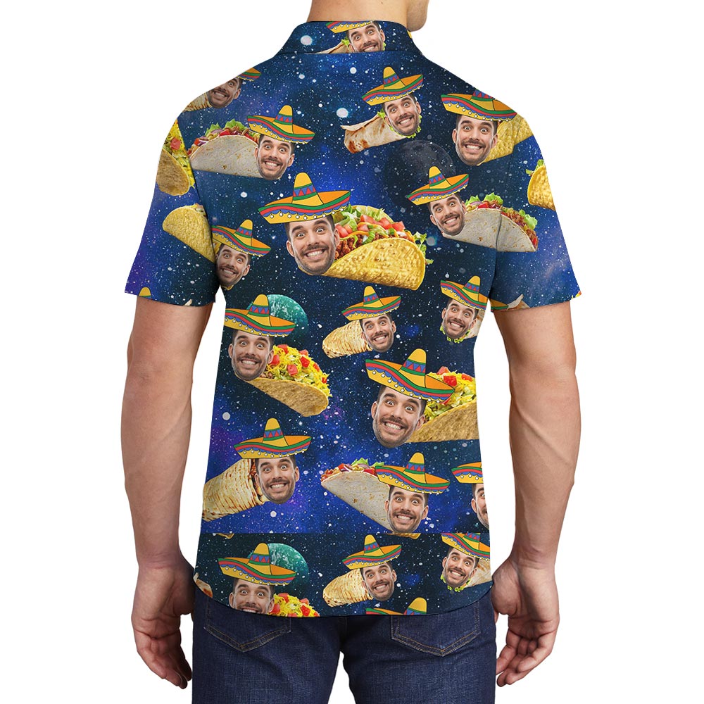 Galaxy Custom Face Taco Hawaiian Polo Men