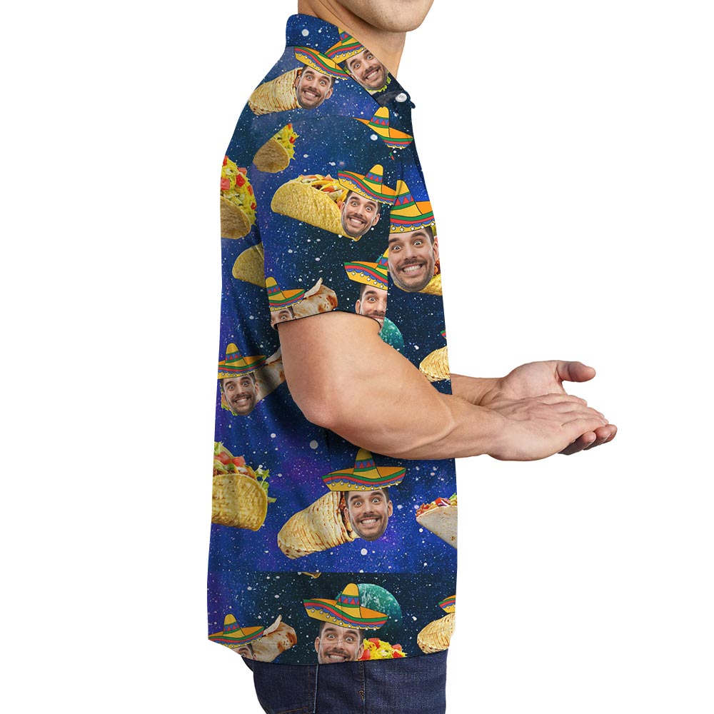 Galaxy Custom Face Taco Hawaiian Polo Men