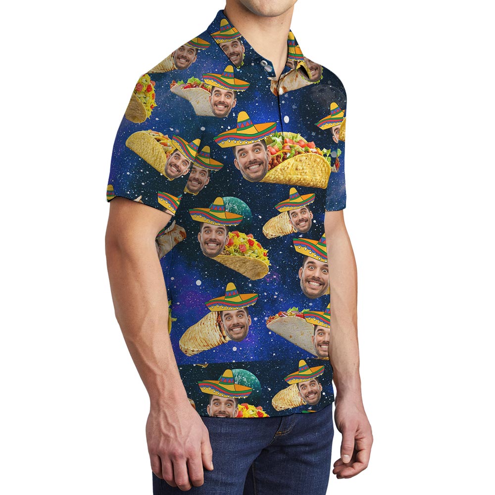 Galaxy Custom Face Taco Hawaiian Polo Men