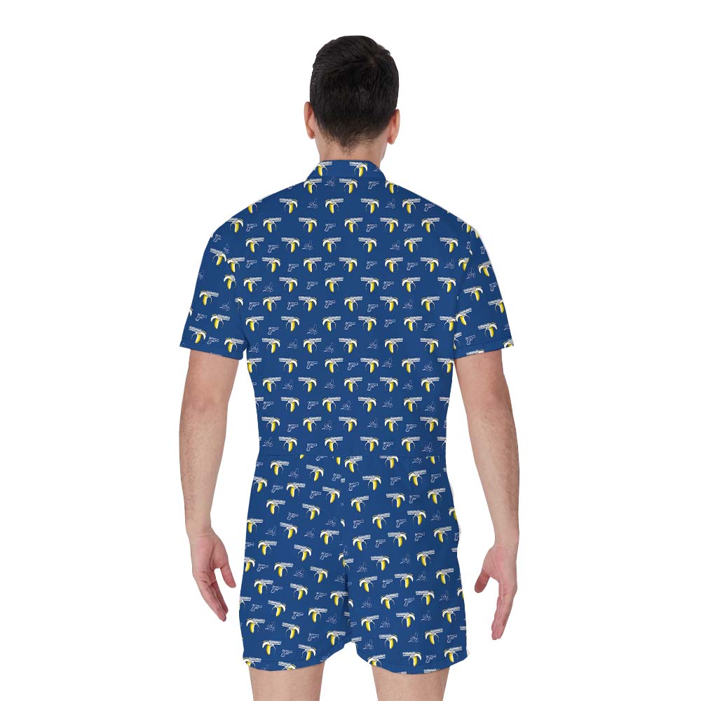 Custom Banana Gun Men's Romper Blue