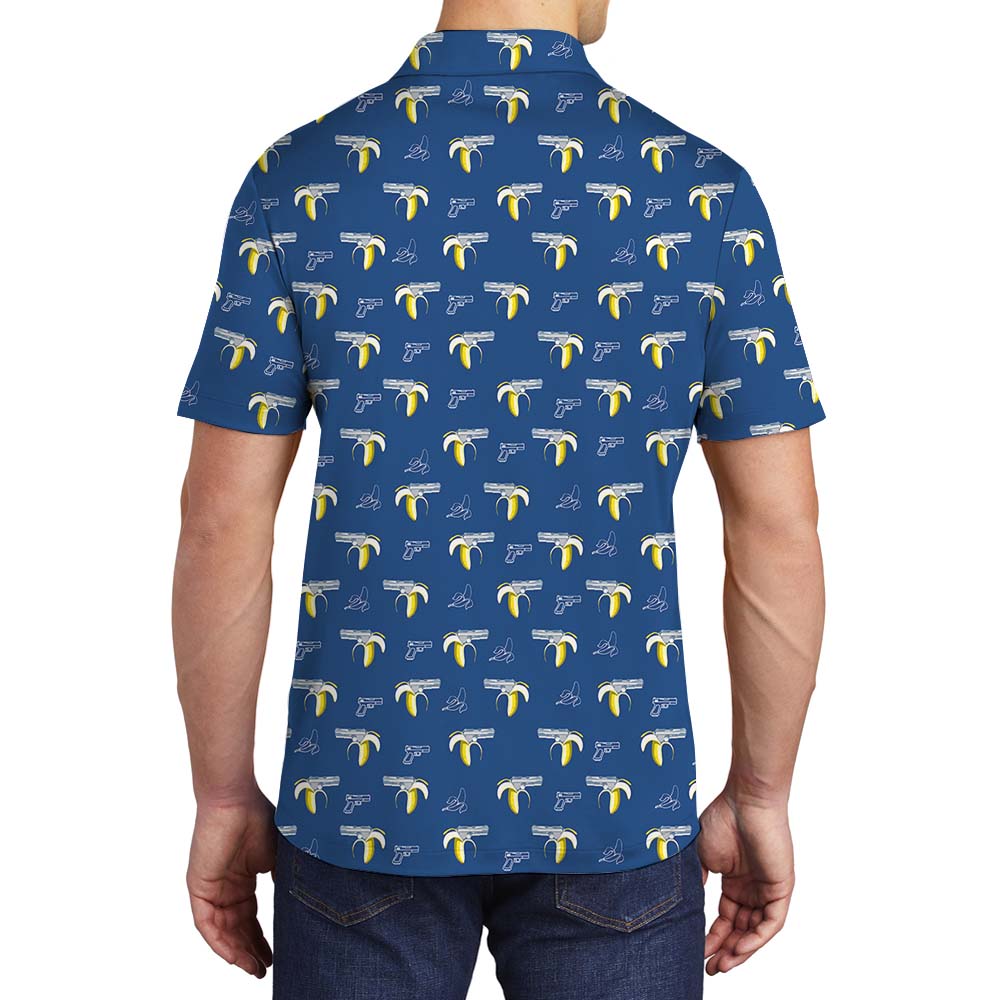 Banana Gun Blue Polo Shirt For Men