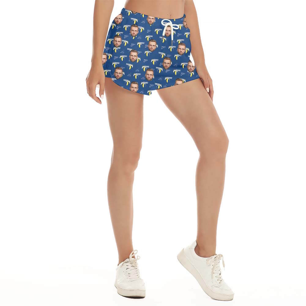 Women's Custom Face Shorts With Banana Gun Print