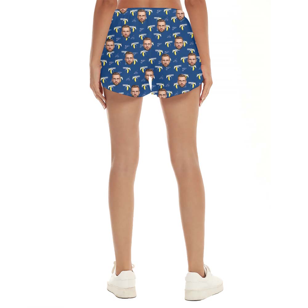 Women's Custom Face Shorts With Banana Gun Print