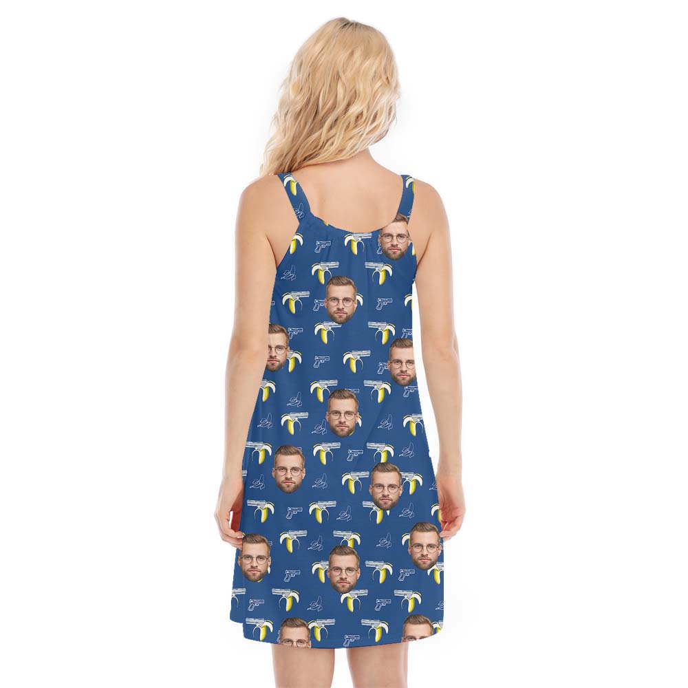 Custom Banana Gun Women's Cami Dress With Face
