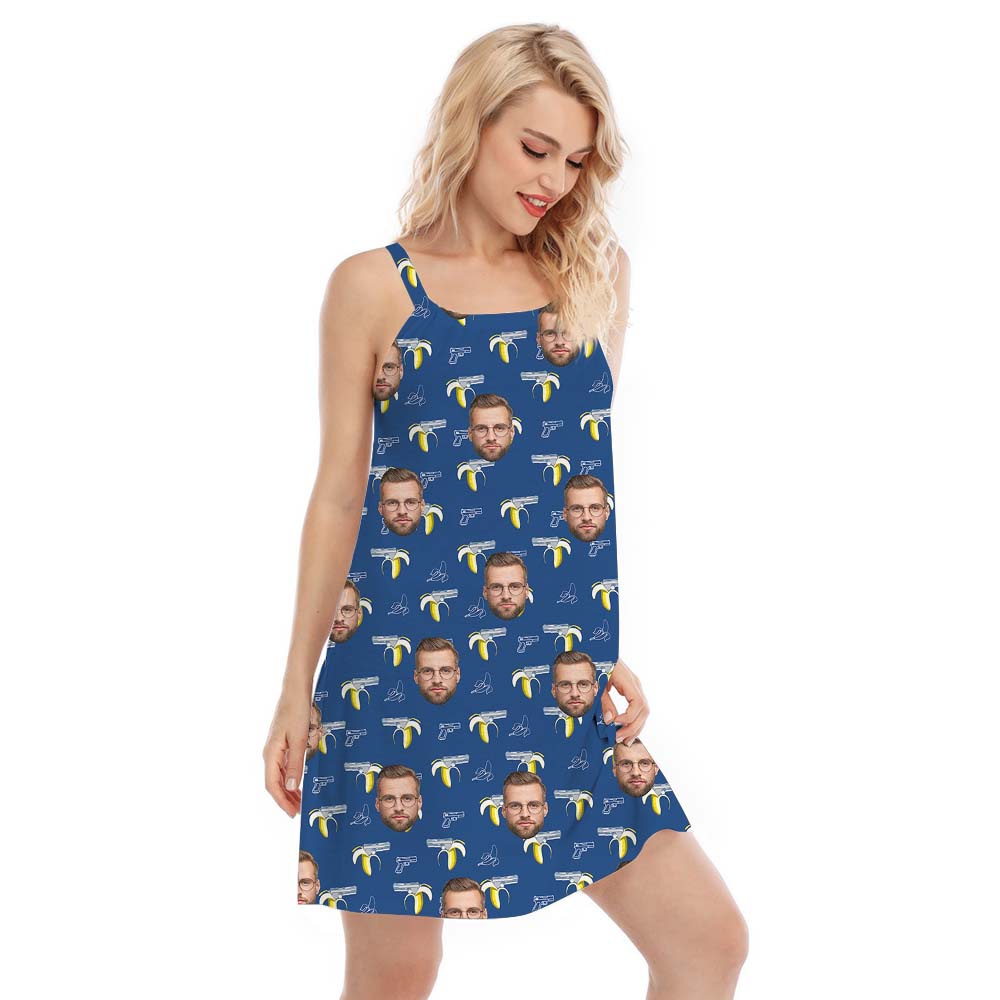 Custom Banana Gun Women's Cami Dress With Face
