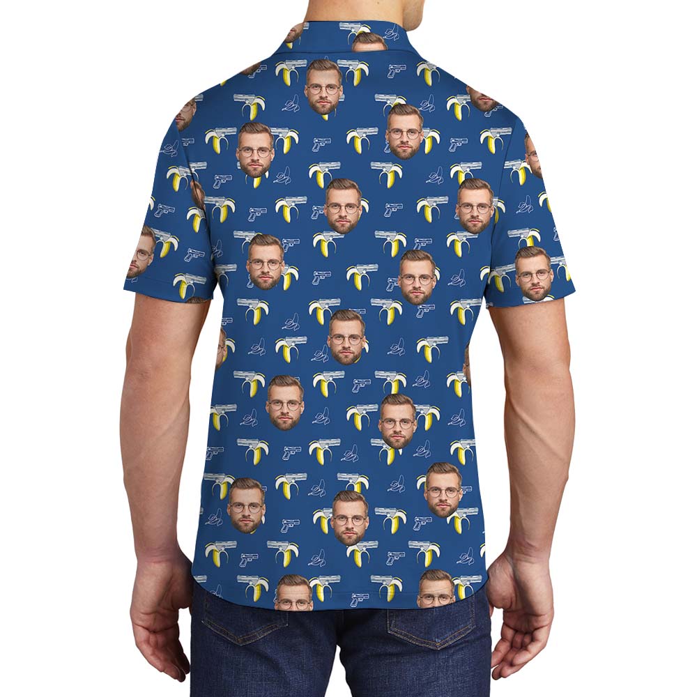 Banana Gun Men's Polo Shirt With Custom Face