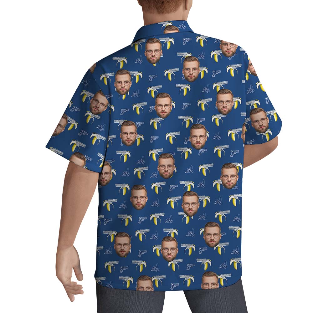 Funny Custom Face Banana Gun Hawaiian Shirt