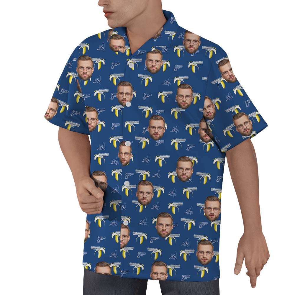 Funny Custom Face Banana Gun Hawaiian Shirt
